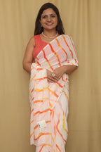 Elegant Off White Digital Printed Georgette Saree With Plain Silk Blouse Piece Fabric - Luxurion World