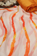Elegant Off White Digital Printed Georgette Saree With Plain Silk Blouse Piece Fabric - Luxurion World