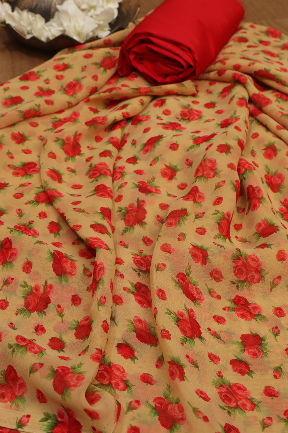 Pastel Digital Printed Georgette Saree With Plain Silk Blouse Piece Fabric - Luxurion World