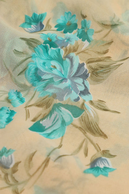 Pastel Digital Printed Georgette Saree With Plain Silk Blouse Piece Fabric - Luxurion World