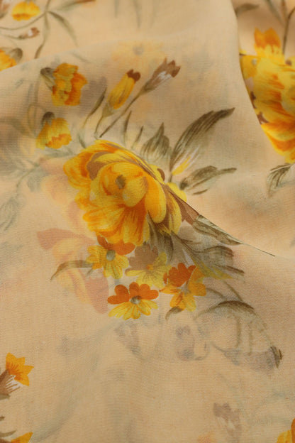 Pastel Digital Printed Georgette Saree With Plain Silk Blouse Piece Fabric - Luxurion World