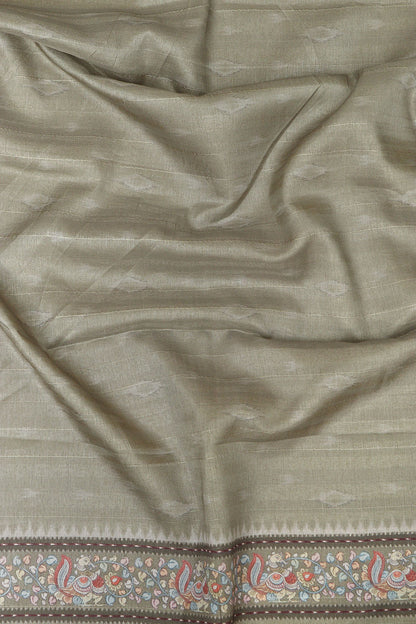 Stunning Green Digital Printed Ikat Silk Kalamkari Border Saree - Luxurion World