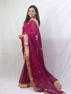 Stunning Purple Gota Patti Georgette Saree for Elegant Occasions - Luxurion World
