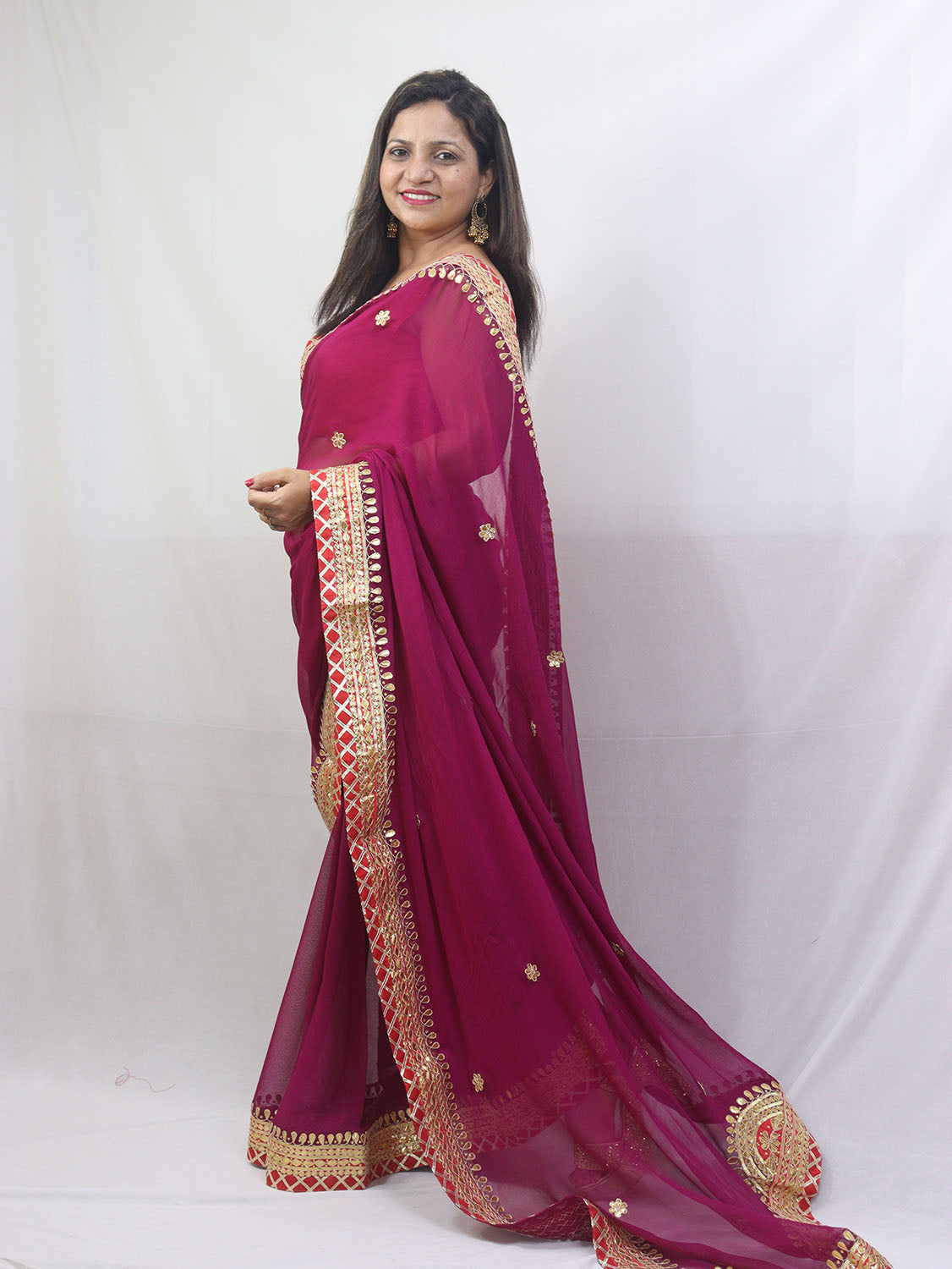 Stunning Purple Gota Patti Georgette Saree for Elegant Occasions - Luxurion World