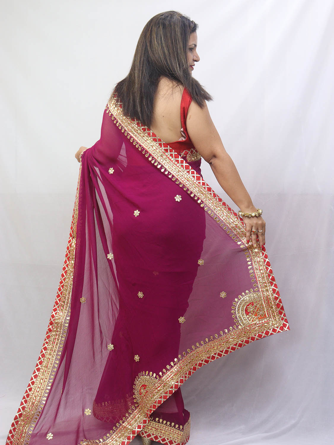 Stunning Purple Gota Patti Georgette Saree for Elegant Occasions - Luxurion World