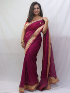 Stunning Purple Gota Patti Georgette Saree for Elegant Occasions - Luxurion World