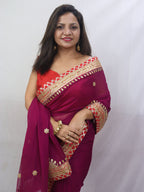 Stunning Purple Gota Patti Georgette Saree for Elegant Occasions - Luxurion World