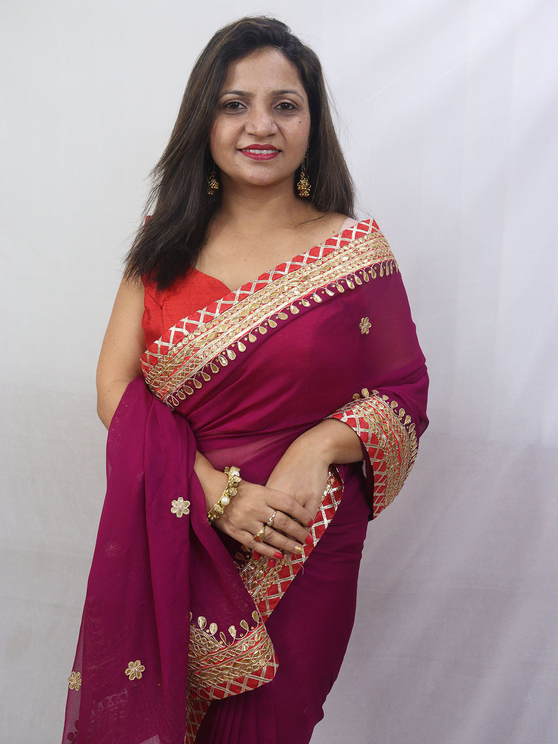 Stunning Purple Gota Patti Georgette Saree for Elegant Occasions - Luxurion World