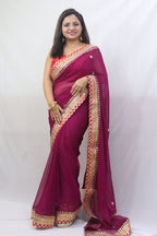 Stunning Purple Gota Patti Georgette Saree for Elegant Occasions - Luxurion World