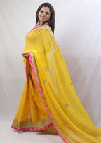 Stunning Yellow Gota Patti Georgette Saree for Elegant Occasions - Luxurion World