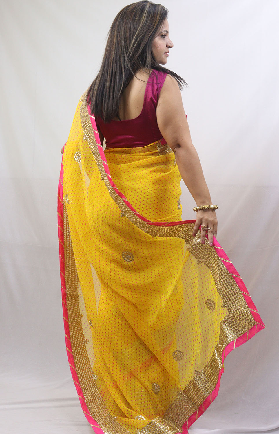 Stunning Yellow Gota Patti Georgette Saree for Elegant Occasions - Luxurion World