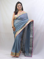 Stunning Grey Gota Patti Georgette Saree for Elegant Occasions - Luxurion World