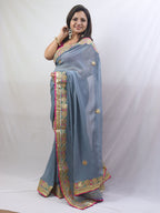 Stunning Grey Gota Patti Georgette Saree for Elegant Occasions - Luxurion World