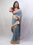 Stunning Grey Gota Patti Georgette Saree for Elegant Occasions - Luxurion World