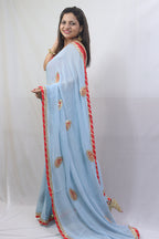 Stunning Grey Gota Patti Georgette Saree for Elegant Occasions - Luxurion World