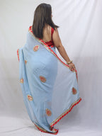 Stunning Grey Gota Patti Georgette Saree for Elegant Occasions - Luxurion World