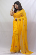 Stunning Yellow Gota Patti Georgette Saree for Elegant Occasions - Luxurion World
