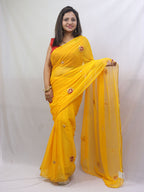 Stunning Yellow Gota Patti Georgette Saree for Elegant Occasions - Luxurion World