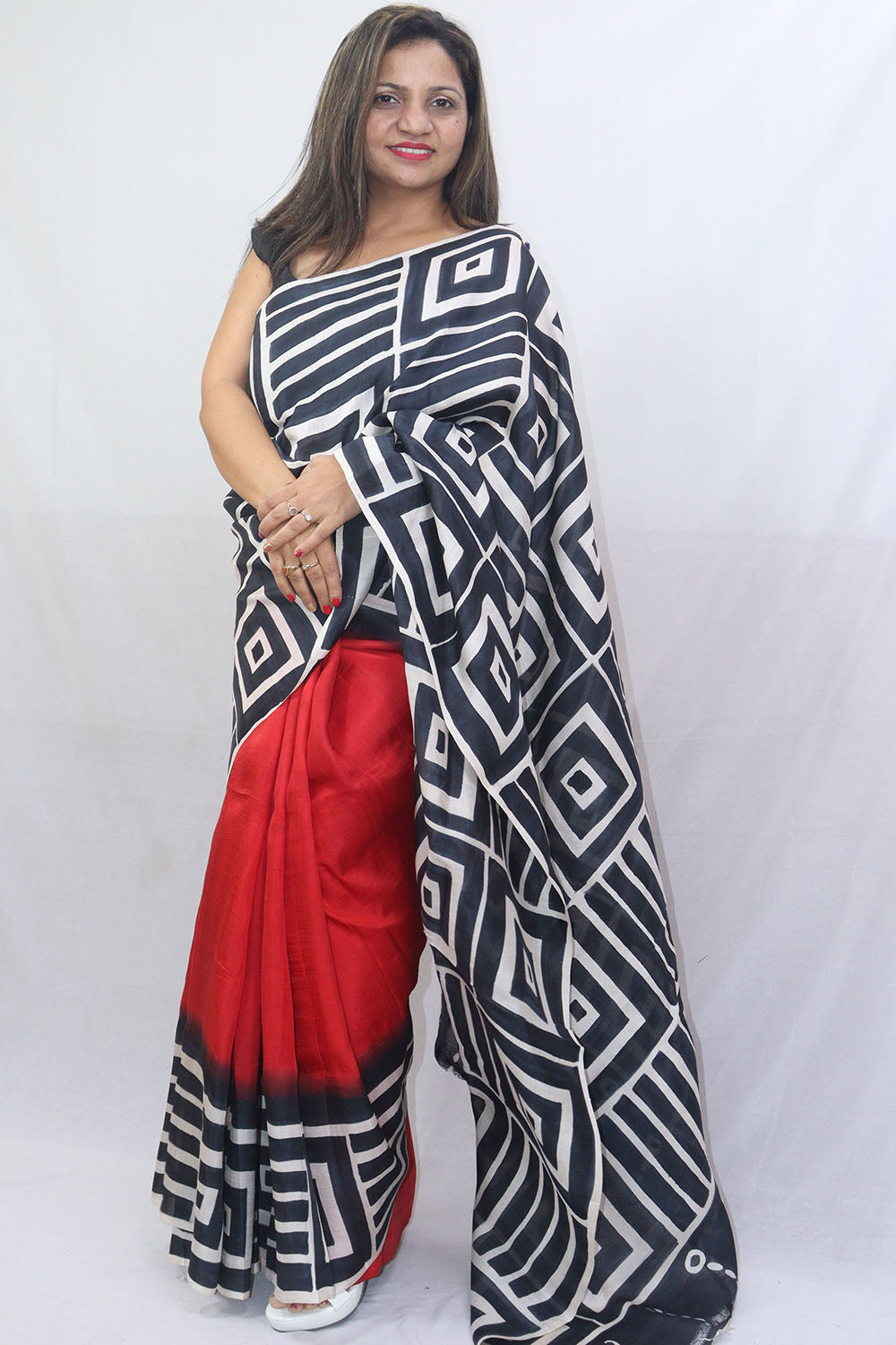 Exquisite Red Hand Painted Murshidabad Silk Saree - Perfect for Special Occasions