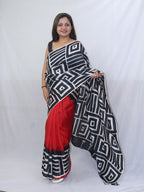 Exquisite Red Hand Painted Murshidabad Silk Saree - Perfect for Special Occasions - Luxurion World