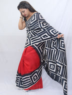 Exquisite Red Hand Painted Murshidabad Silk Saree - Perfect for Special Occasions - Luxurion World