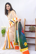 Hand Painted Kerala Cotton Saree - Vibrant Multicolor Design - Luxurion World