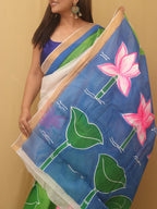 Green Hand Painted Kerala Cotton Saree - Luxurion World