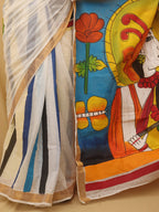 Off White Hand Painted Pure Kerala Cotton Saree - Luxurion World