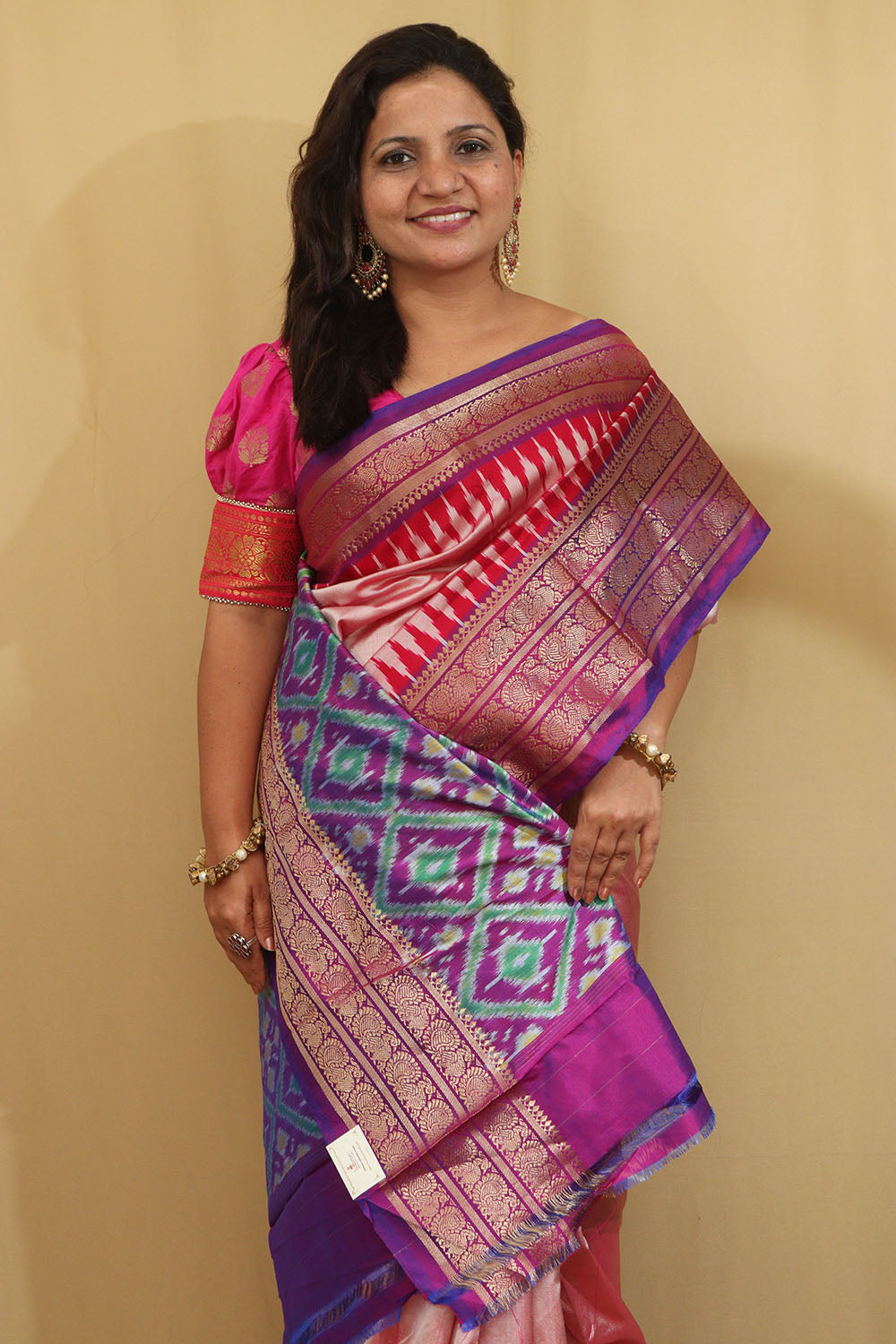 Pink Handloom Ikat Pure Silk Saree - Luxurion World