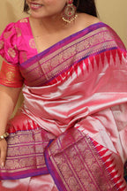 Pink Handloom Ikat Pure Silk Saree - Luxurion World