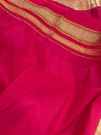 Blue & Red Ilkal Silk Saree — Temple Border, Flower Booti, Festive