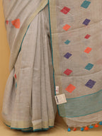 Pastel Handloom Linen Jamdani Saree - Luxurion World