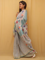 Pastel Handloom Linen Jamdani Saree - Luxurion World