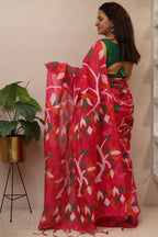Pretty in Pink: Jamdani Print Semi Tussar Silk Saree - Luxurion World