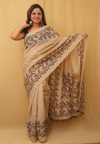 Pastel Jamdani Print Semi Tussar Silk Saree - Luxurion World