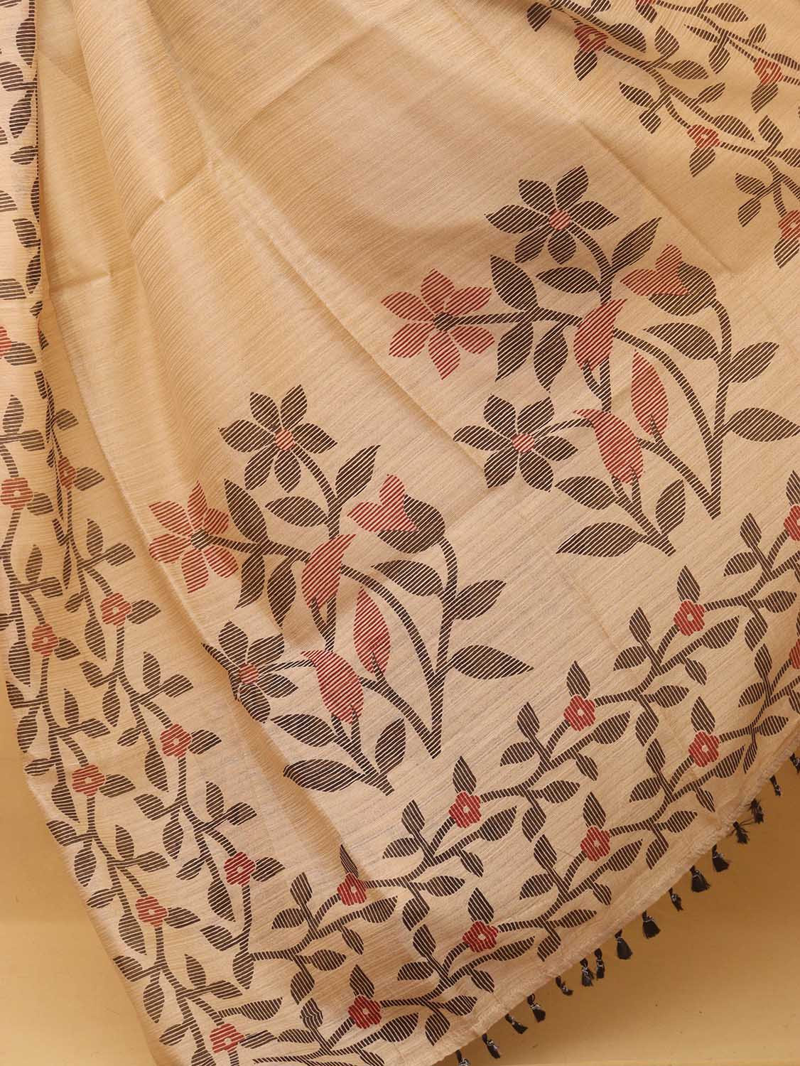 Pastel Jamdani Print Semi Tussar Silk Saree - Luxurion World