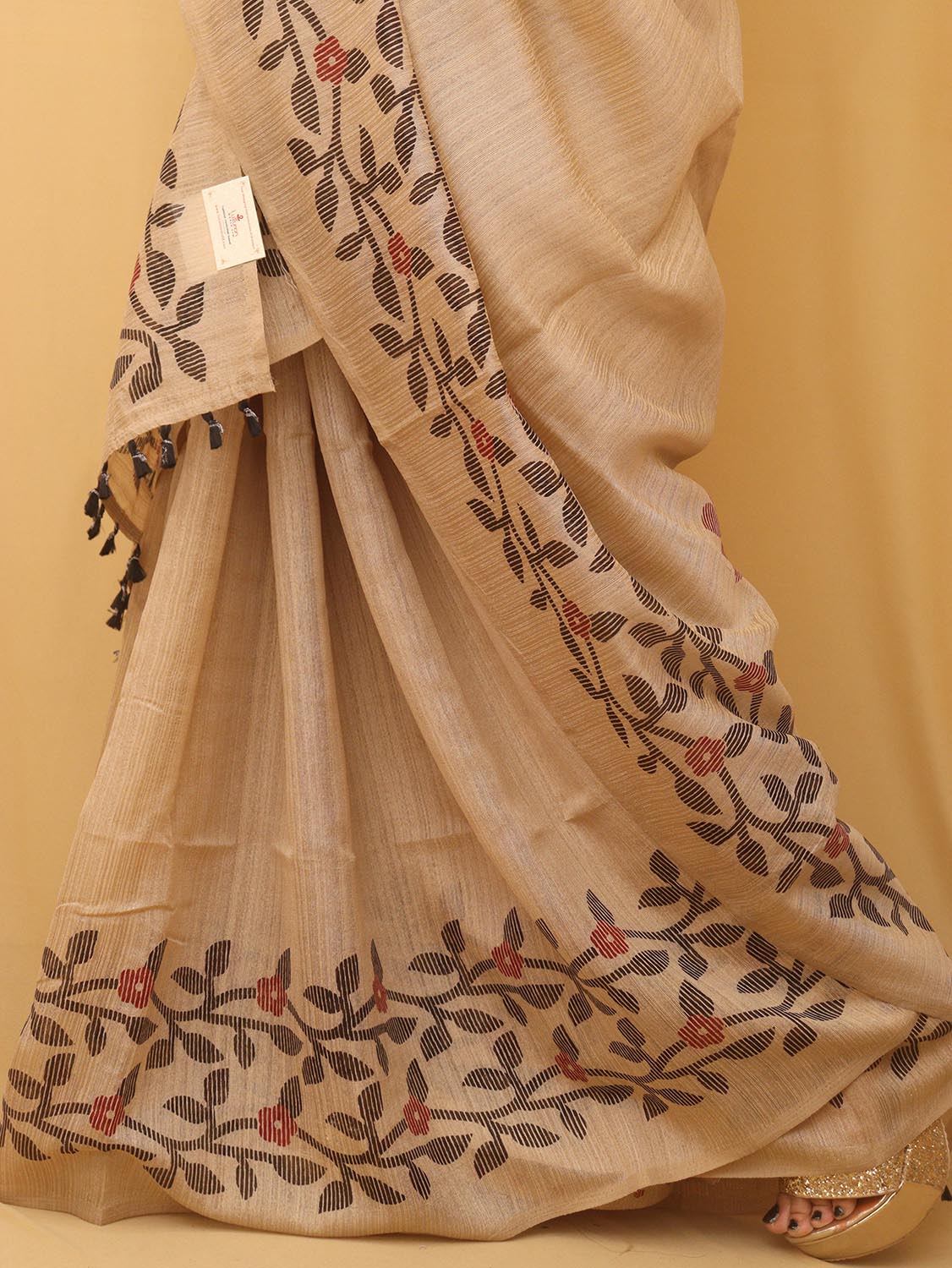 Pastel Jamdani Print Semi Tussar Silk Saree - Luxurion World