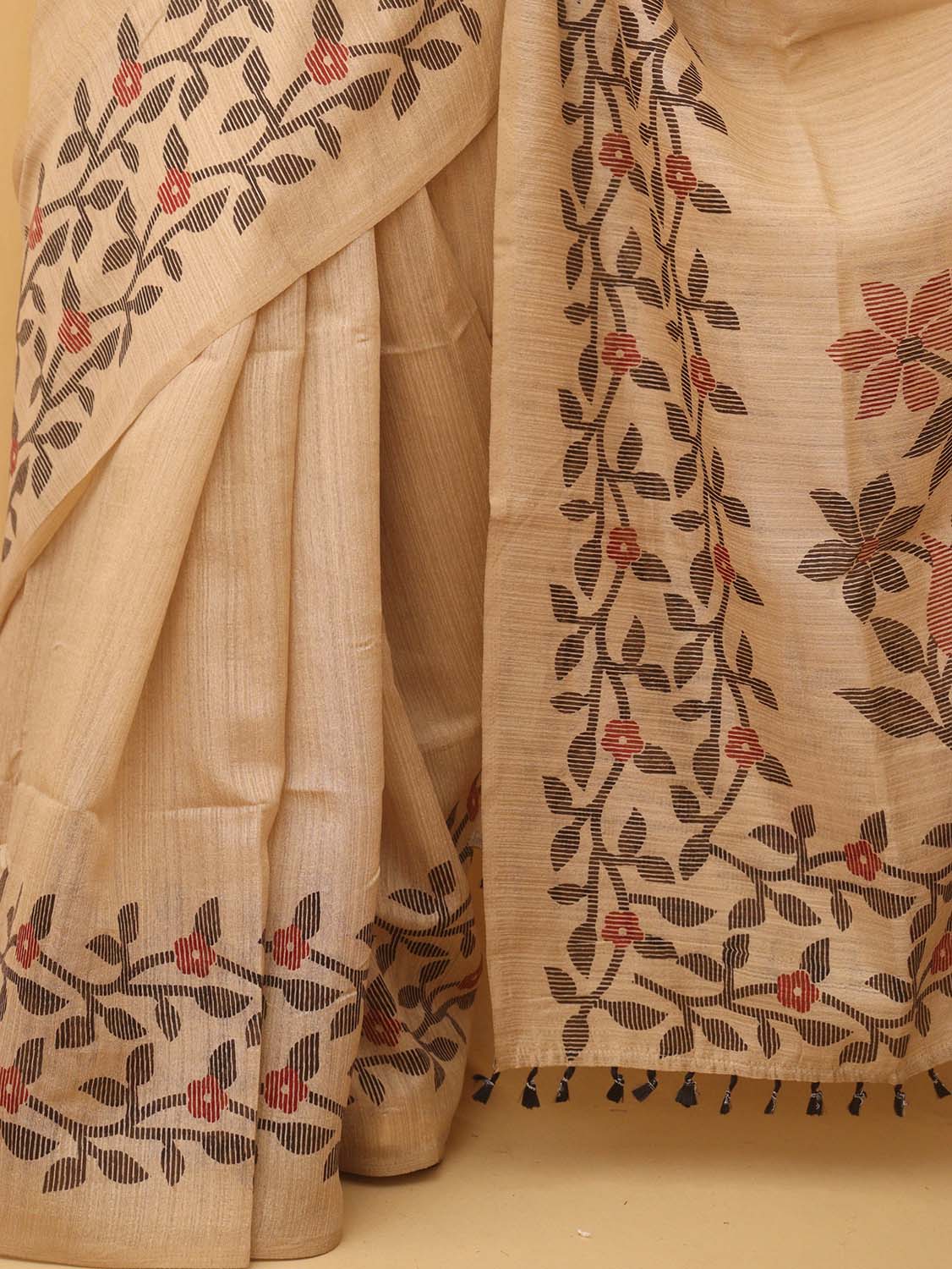 Pastel Jamdani Print Semi Tussar Silk Saree - Luxurion World