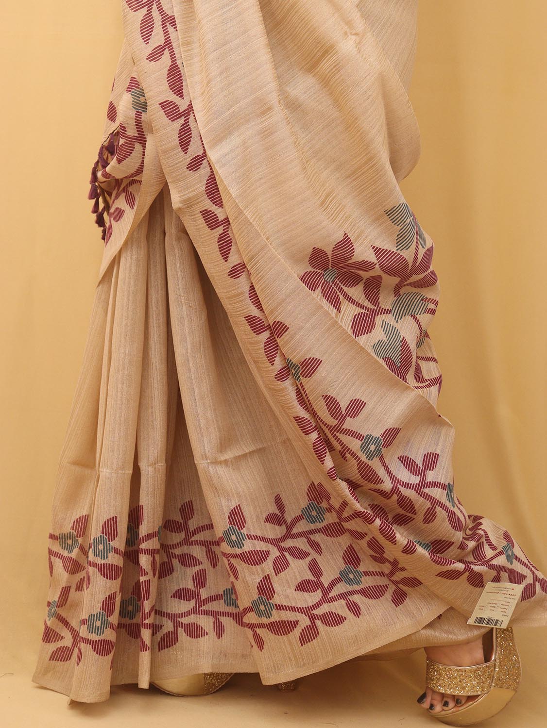 Pastel Jamdani Print Semi Tussar Silk Saree - Luxurion World