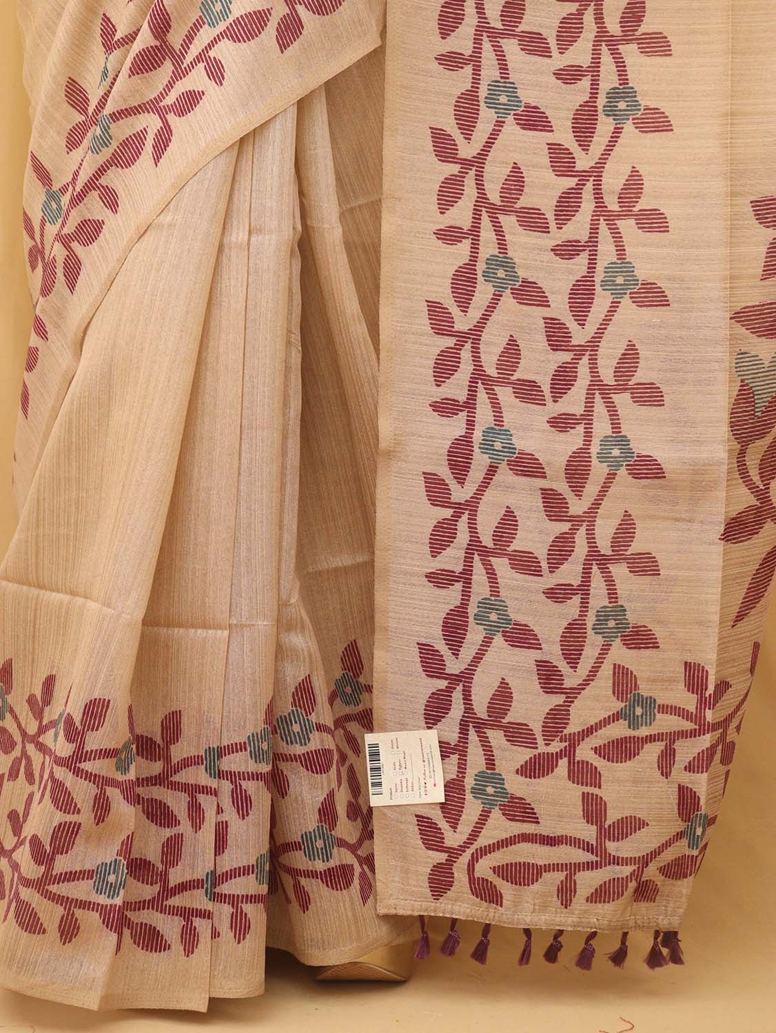 Pastel Jamdani Print Semi Tussar Silk Saree - Luxurion World
