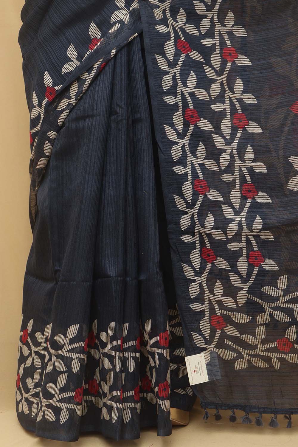 Blue Jamdani Print Semi Tussar Silk Saree - Luxurion World