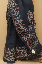 Blue Jamdani Print Semi Tussar Silk Saree - Luxurion World