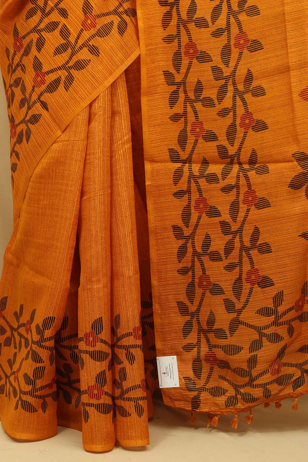 Yellow Jamdani Print Semi Tussar Silk Saree - Luxurion World
