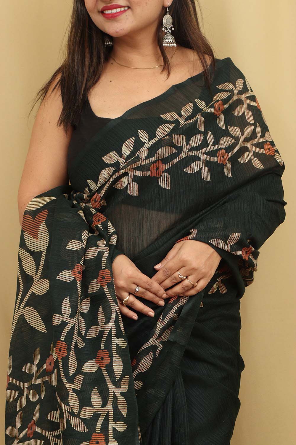 Green Jamdani Print Semi Tussar Silk Saree - Elegant and Stylish - Luxurion World
