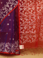 Exquisite Purple And Red Handloom Jamdani Muslin Saree - Perfect for Any Occasion - Luxurion World