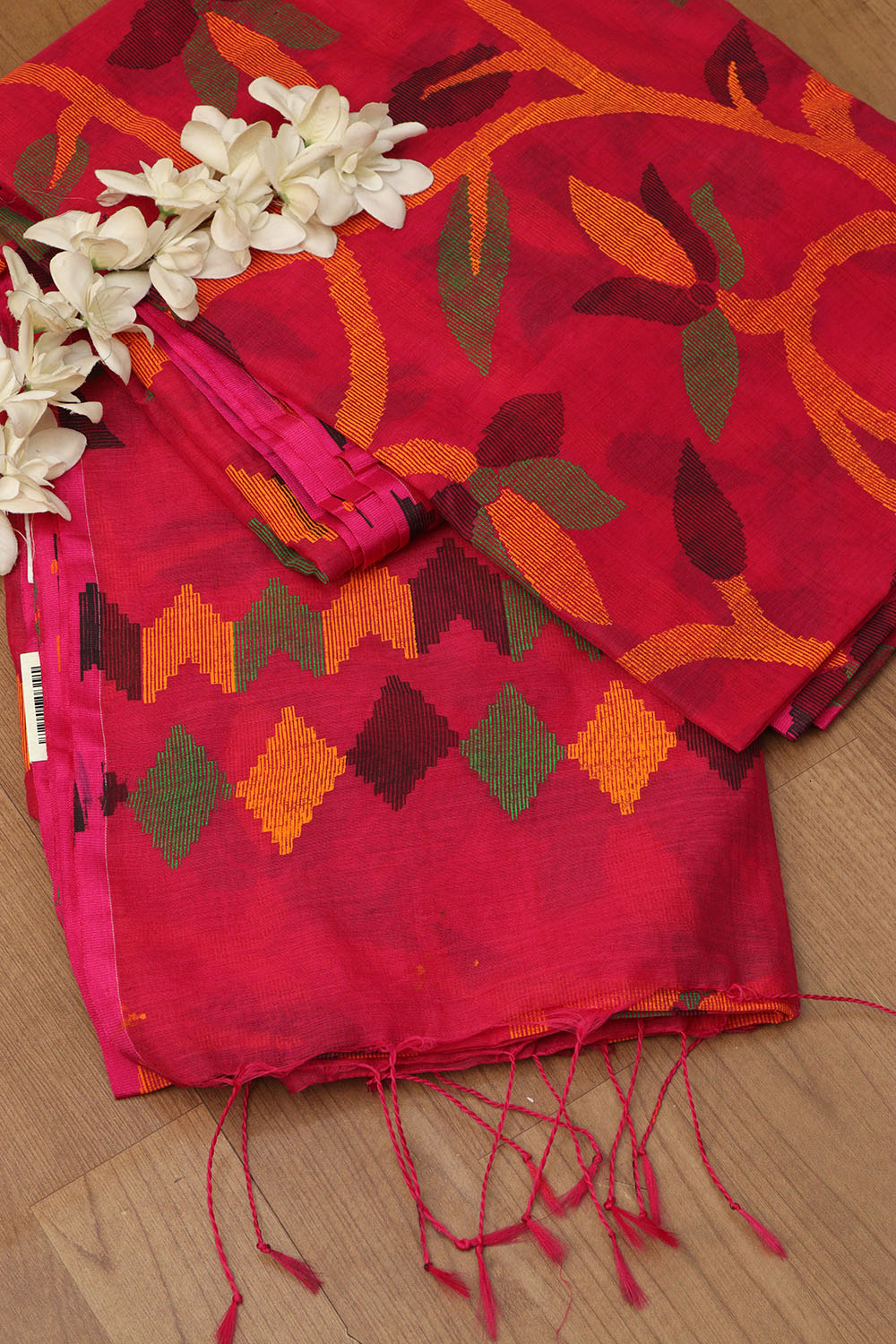 Stunning Pink Jamdani Print Tussar Silk Saree - Luxurion World