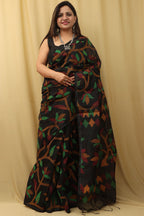 Exquisite Black Jamdani Tussar Silk Saree - Luxurion World