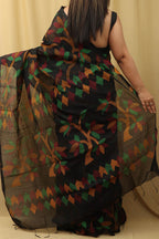 Exquisite Black Jamdani Tussar Silk Saree - Luxurion World