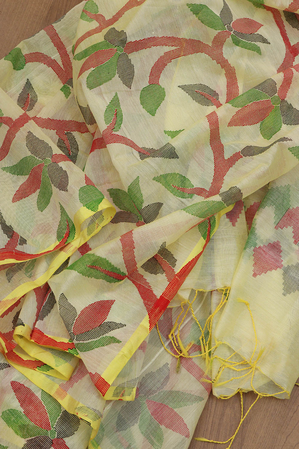 Pastel Jamdani Print Tussar Silk Saree - Luxurion World