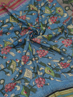 Stunning Multicolor Kalamkari Tussar Silk Saree with Vidharbha Border - Luxurion World